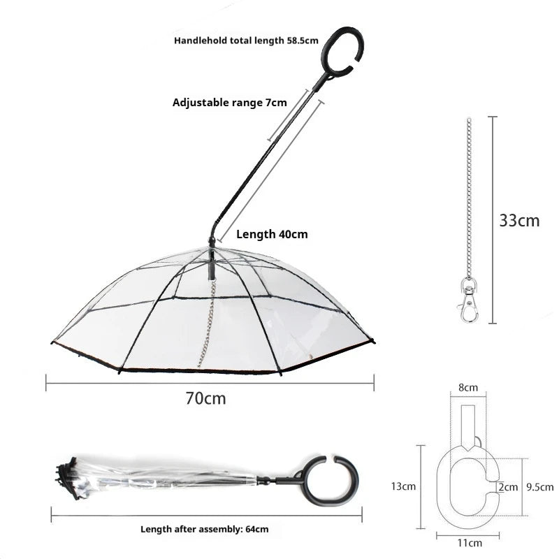 AquaGuard Transparenter Hundeschirm als Regenschutz für Hunde