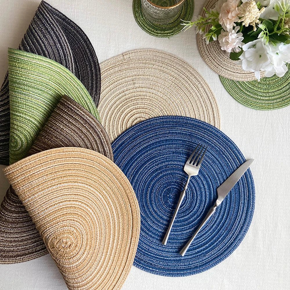 Conjunto TerraWeave de 4 Bases para Copos e Descansos em Ramie para Tigelas e Copos