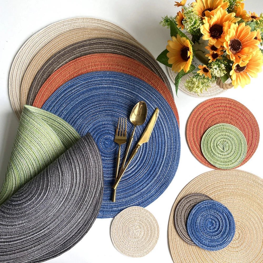 Conjunto TerraWeave de 4 Bases para Copos e Descansos em Ramie para Tigelas e Copos