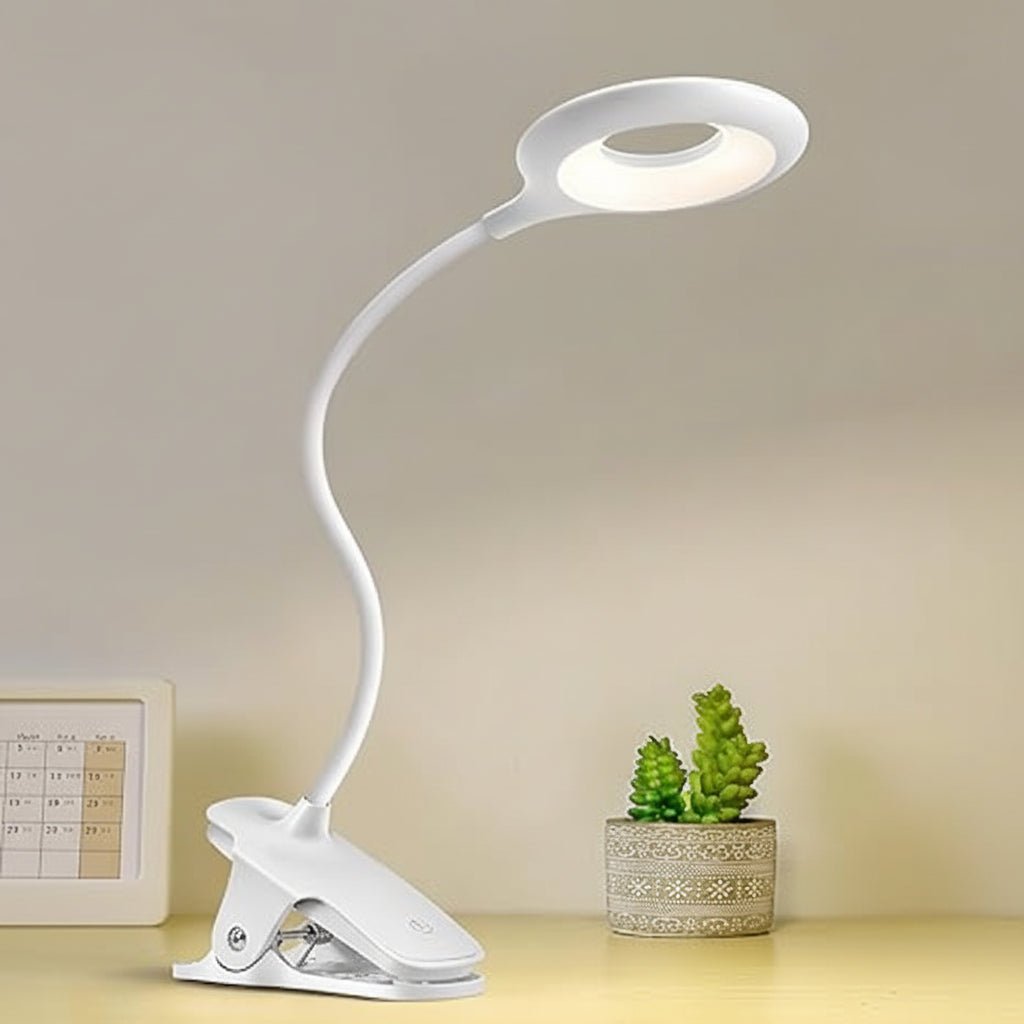 Bright Clip USB LED læselampe med klemme og justerbar hals