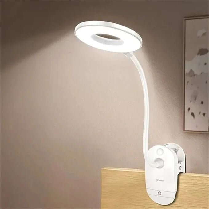 Bright Clip USB LED læselampe med klemme og justerbar hals
