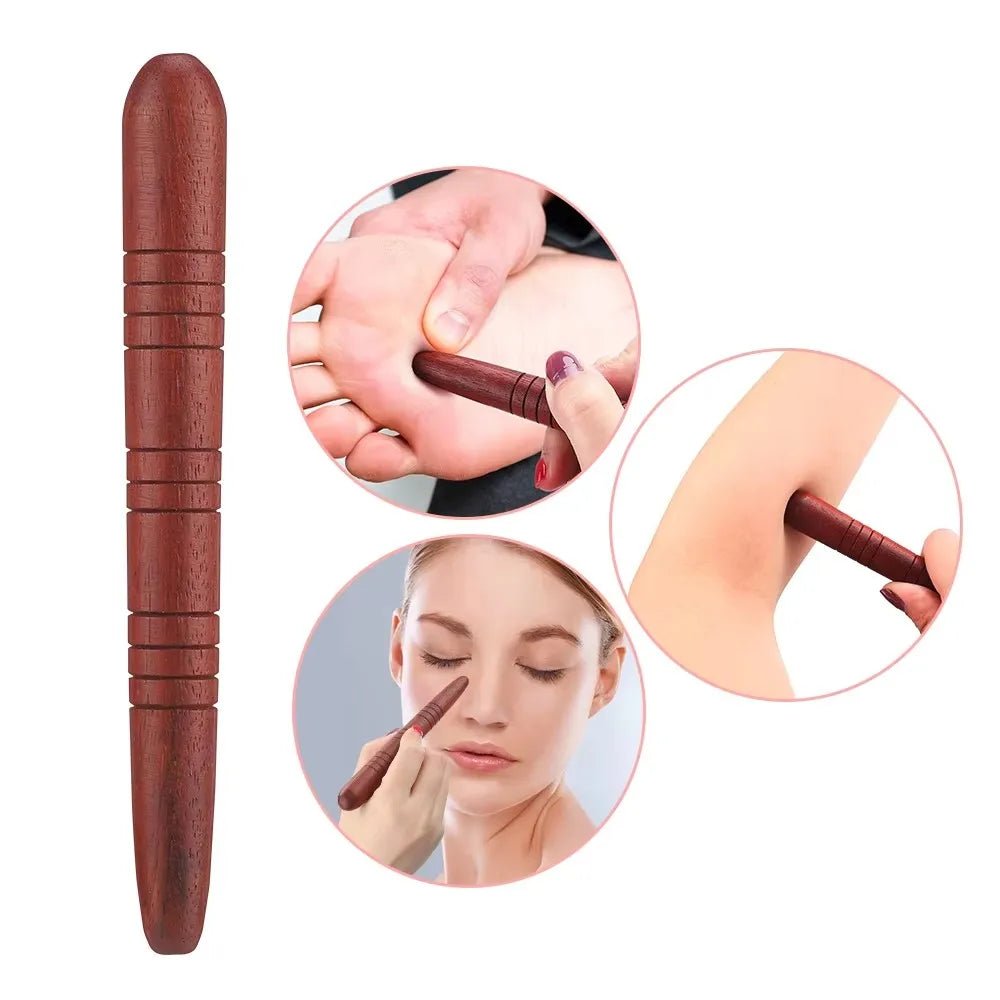 TimberPulse Natural Wood Acupuncture Massage Stick For Foot Reflex Zones And Meridian