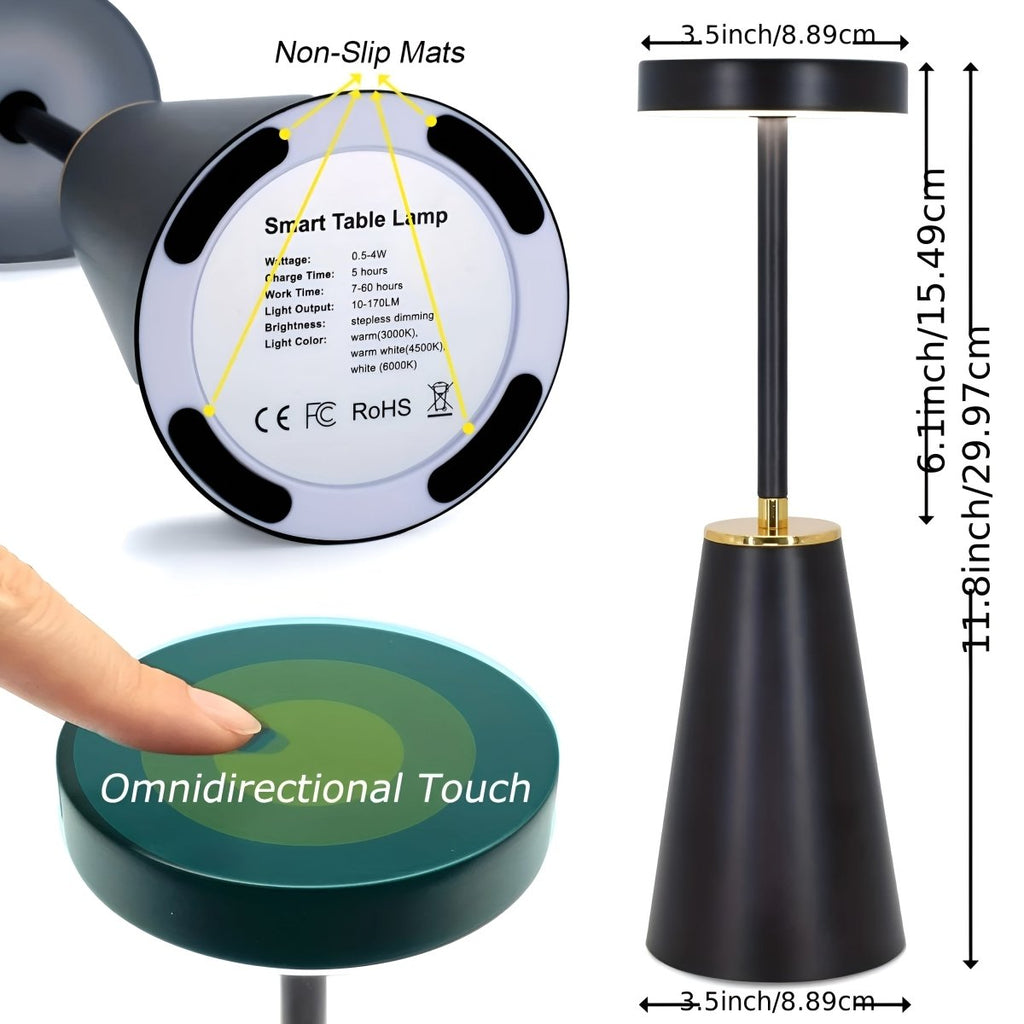 LumaGlow Minimalistische kabellose Tischlampe mit warmen und kühlen Lichtmodi