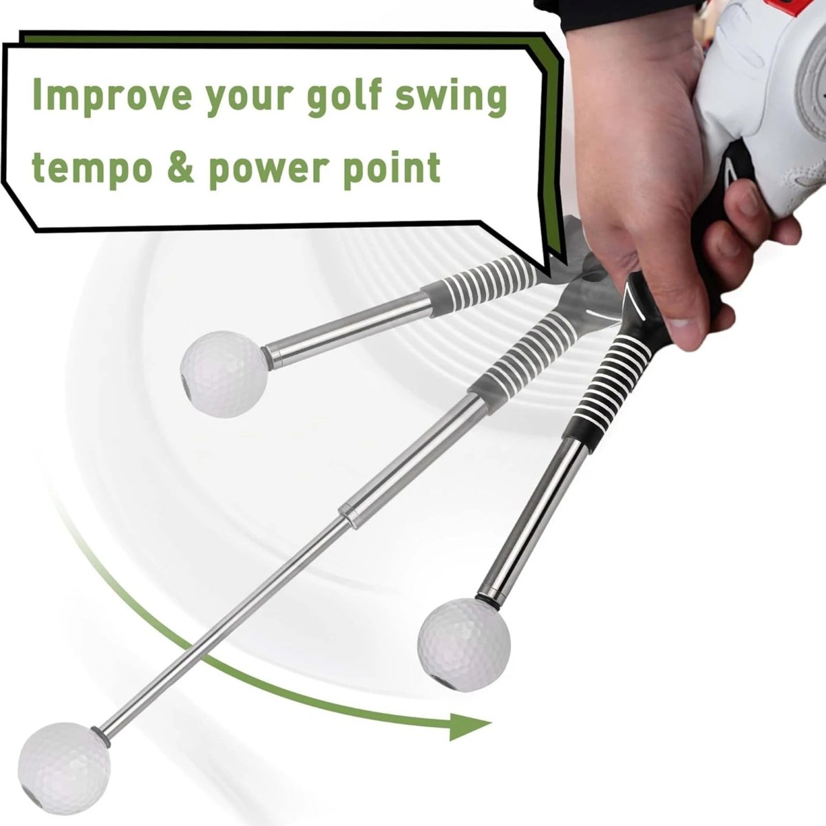PulseTempo Einziehbarer Golf-Schwungtrainer mit Klick-Feedback