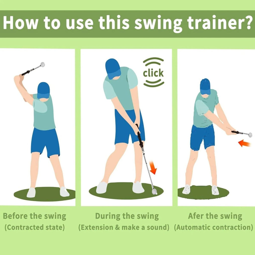 PulseTempo Einziehbarer Golf-Schwungtrainer mit Klick-Feedback