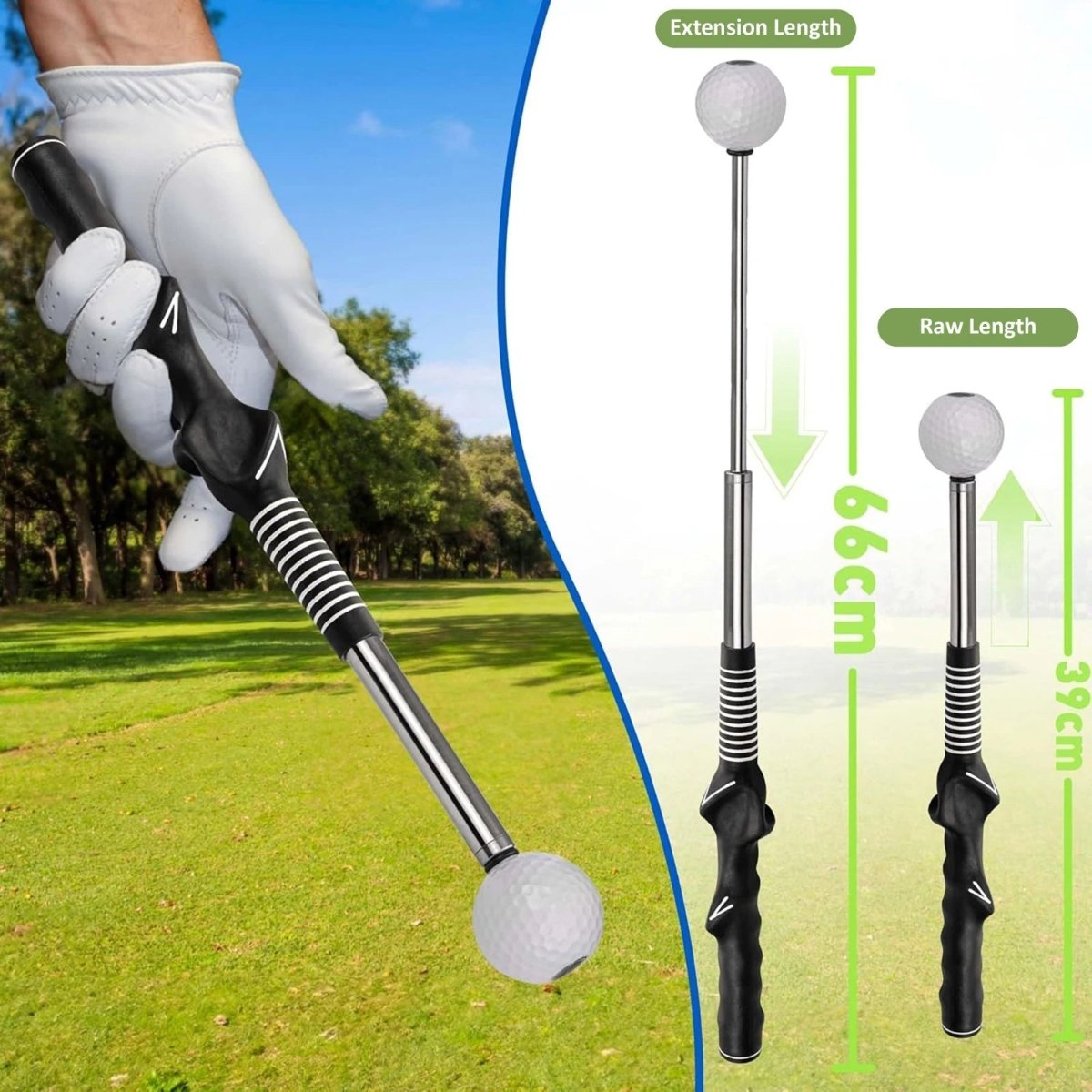 PulseTempo Einziehbarer Golf-Schwungtrainer mit Klick-Feedback