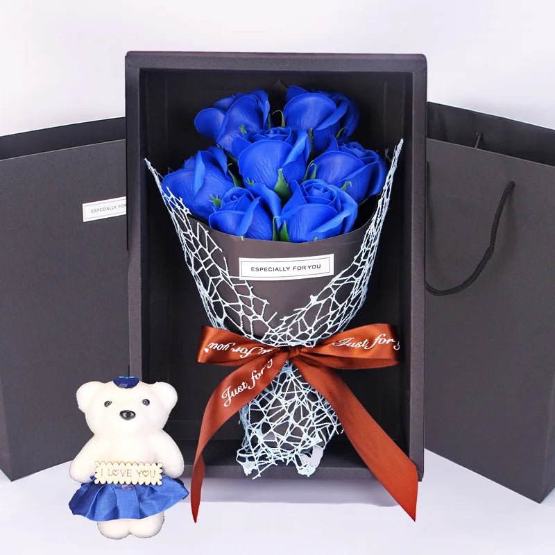 PetalNova Seven Rose Heads Artificial Bouquet For Modern Home Decoration