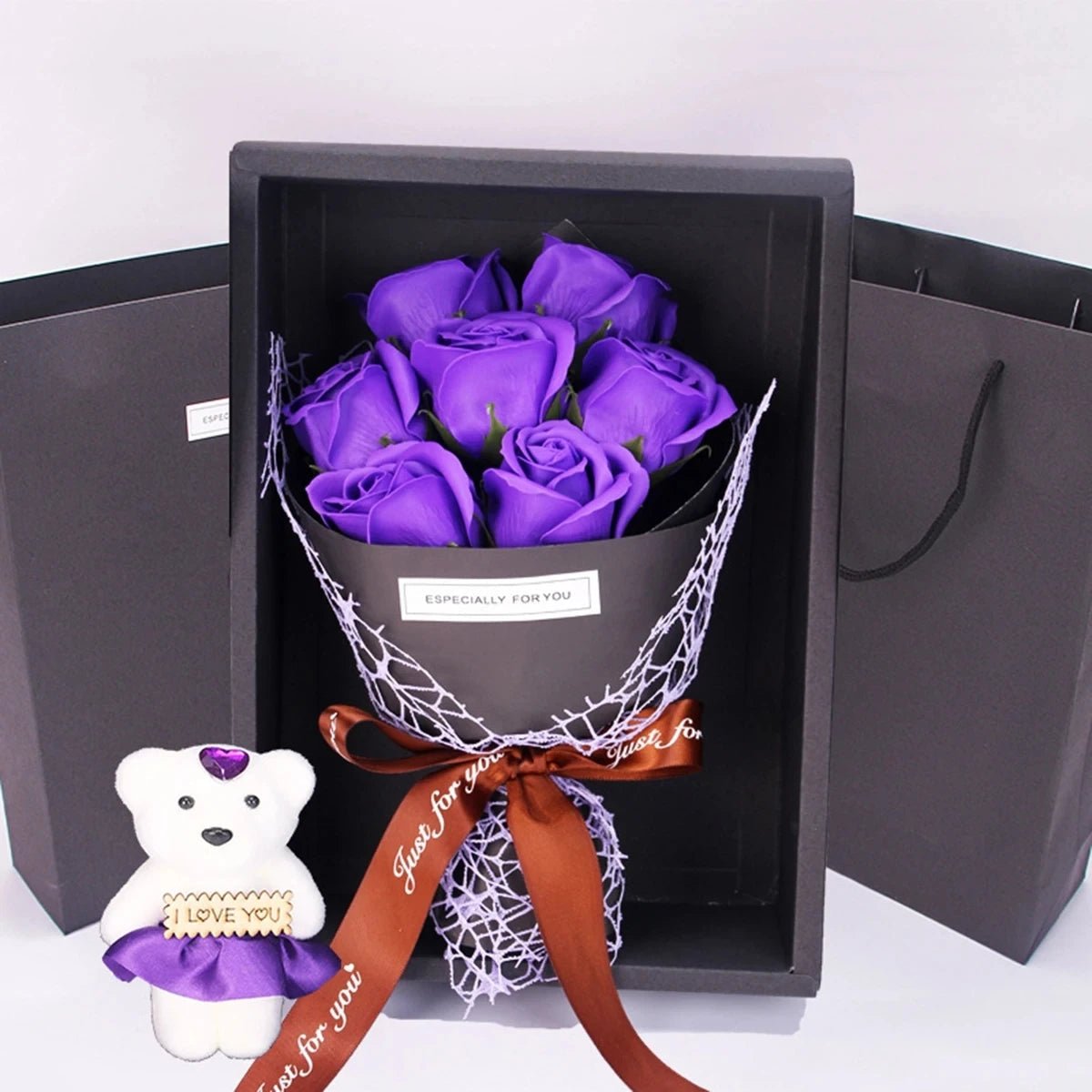 PetalNova Seven Rose Heads Artificial Bouquet For Modern Home Decoration
