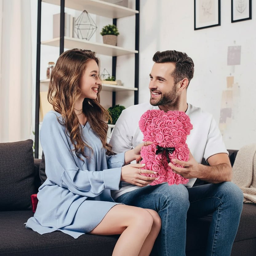 Aurora Bloom Artificial Foam Rose Bear For Valentine's Day And Home Decor