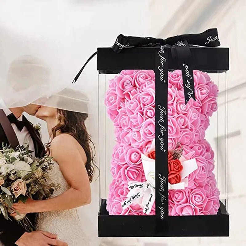 Aurora Bloom Artificial Foam Rose Bear For Valentine's Day And Home Decor