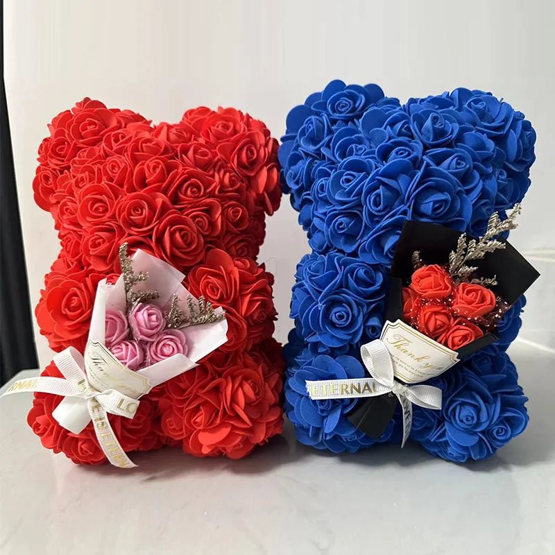 Aurora Bloom Artificial Foam Rose Bear For Valentine's Day And Home Decor