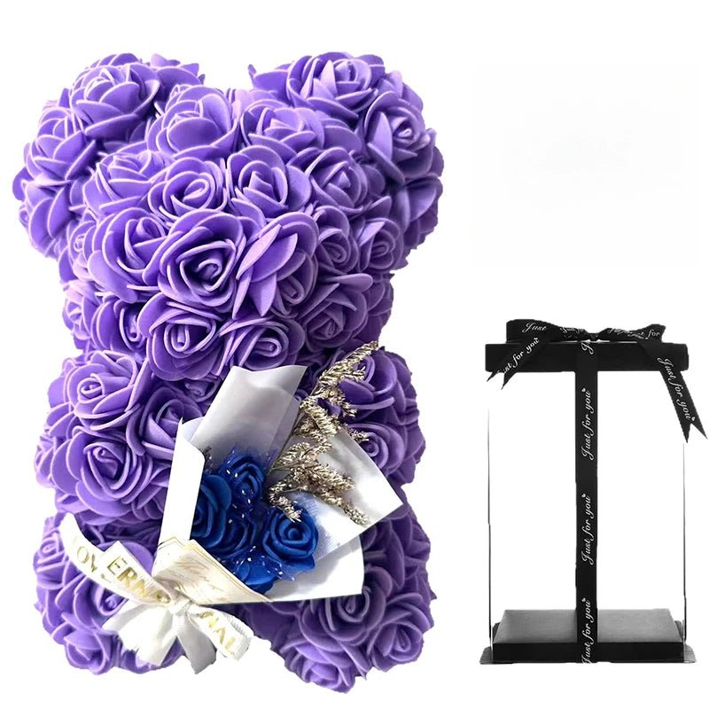 Aurora Bloom Artificial Foam Rose Bear For Valentine's Day And Home Decor