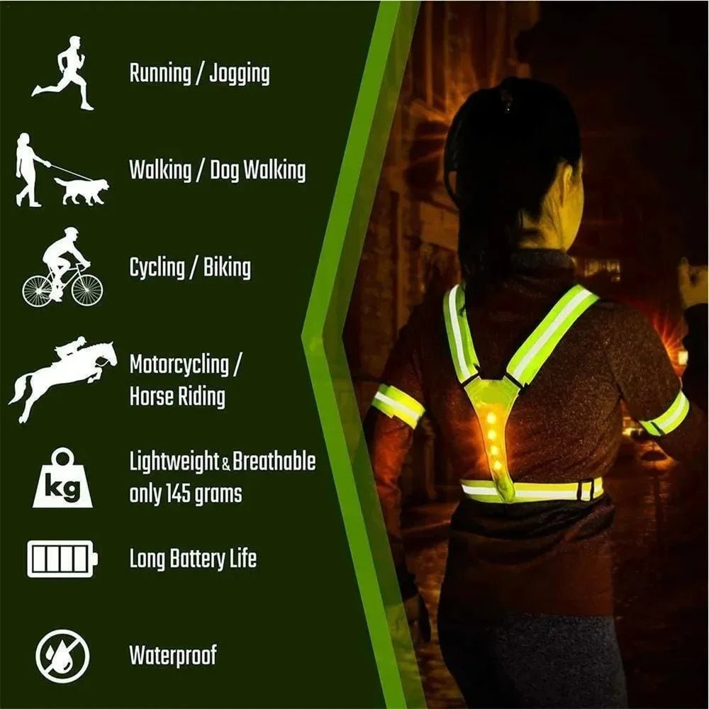 LumaPath LED Reflector Running Vest With Adjustable Fit And Safety Lights