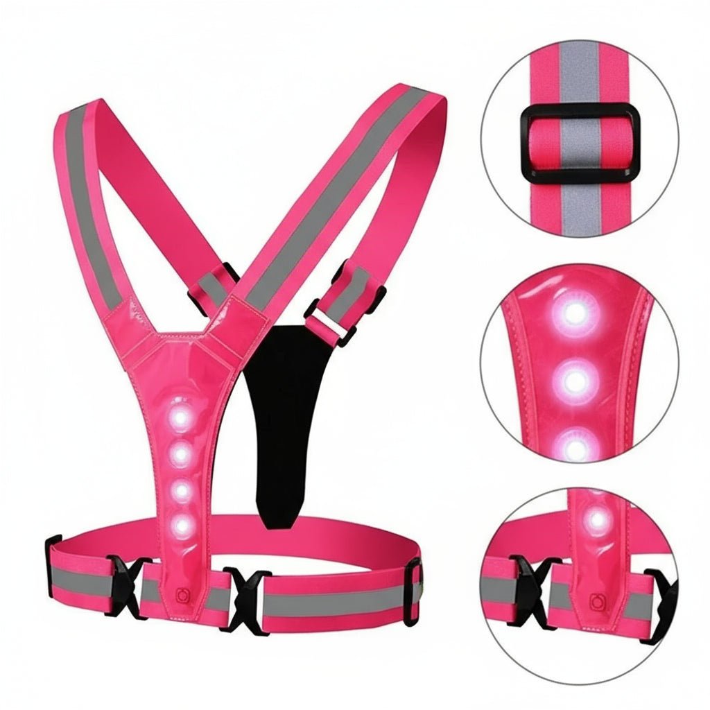 LumaPath LED Reflector Running Vest With Adjustable Fit And Safety Lights