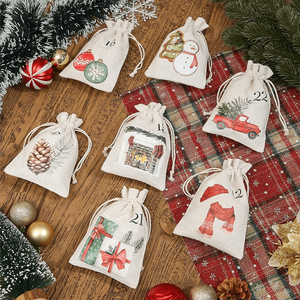 Evergreen Burlap Co 24 Jutetaschen für natürliche Weihnachtspräsentation