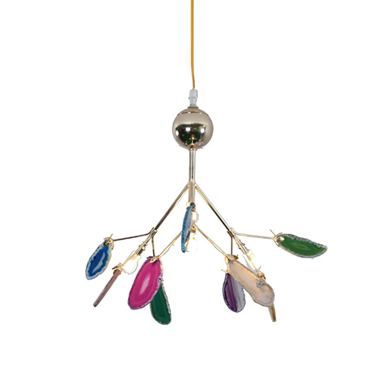 Agate Crystal Chandelier With Natural Stone Exclusive Pendant Light For Dining Room