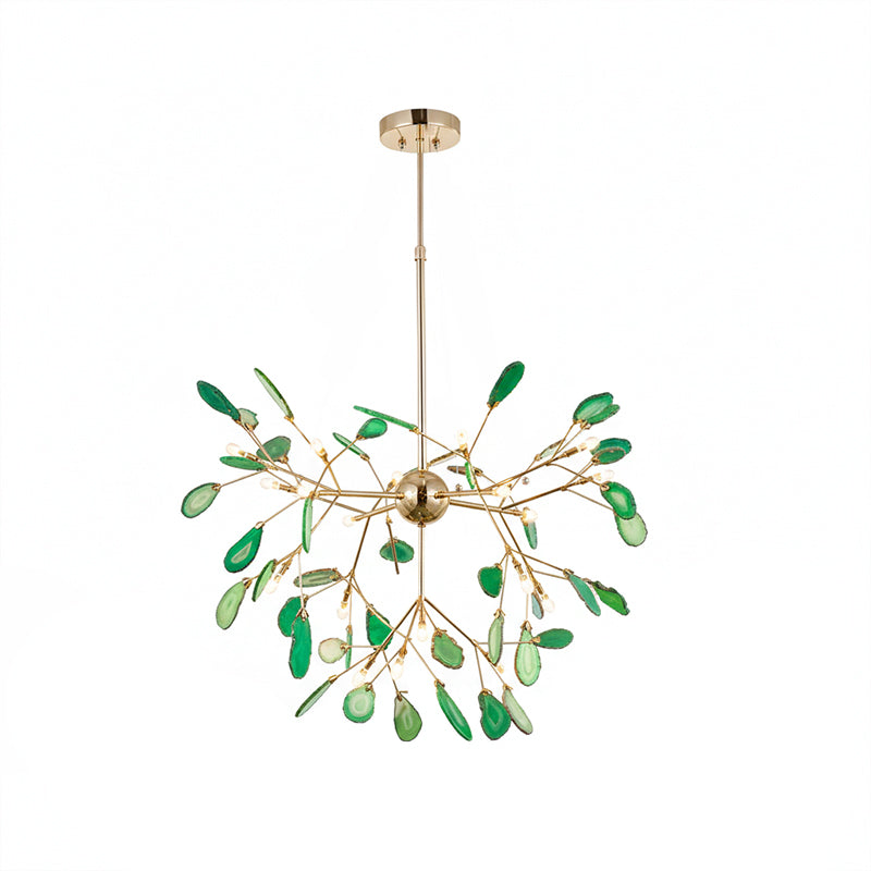 Agate Crystal Chandelier With Natural Stone Exclusive Pendant Light For Dining Room