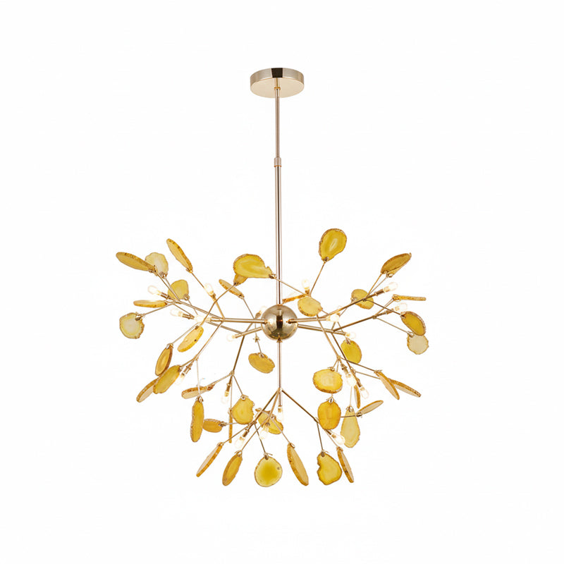 Agate Crystal Chandelier With Natural Stone Exclusive Pendant Light For Dining Room