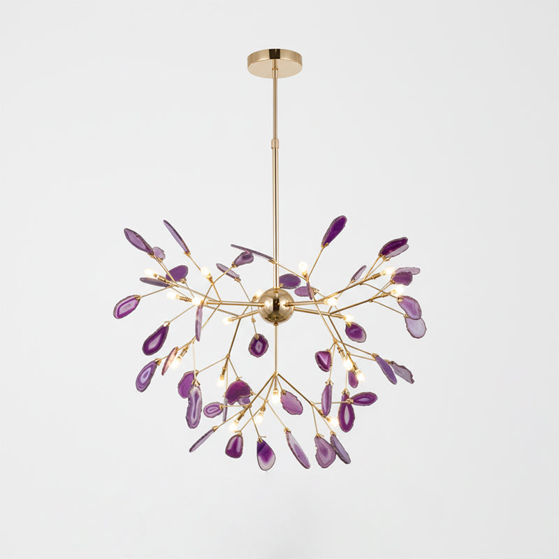 Agate Crystal Chandelier With Natural Stone Exclusive Pendant Light For Dining Room
