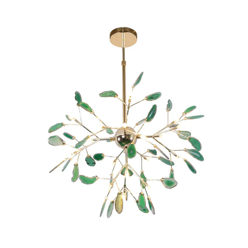 Agate Crystal Chandelier With Natural Stone Exclusive Pendant Light For Dining Room