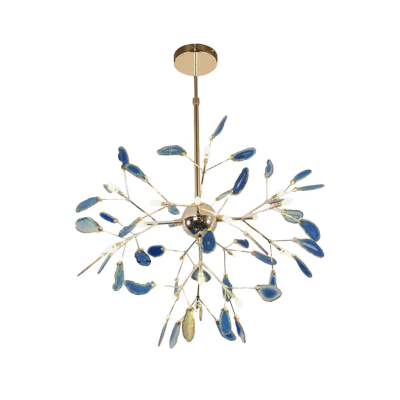 Agate Crystal Chandelier With Natural Stone Exclusive Pendant Light For Dining Room