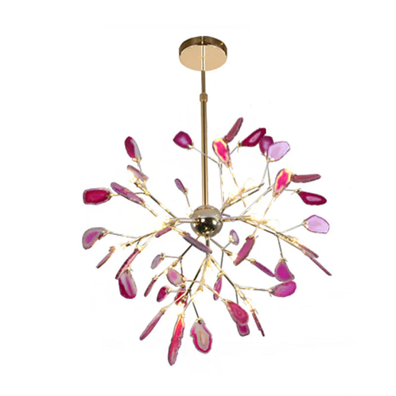 Agate Crystal Chandelier With Natural Stone Exclusive Pendant Light For Dining Room
