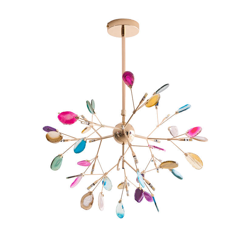 Agate Crystal Chandelier With Natural Stone Exclusive Pendant Light For Dining Room