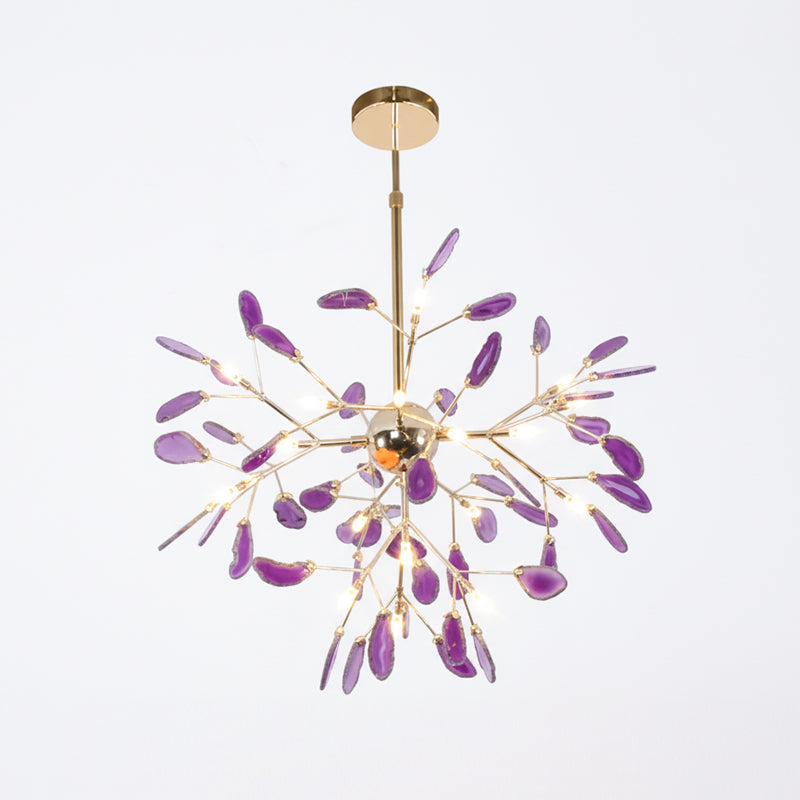 Agate Crystal Chandelier With Natural Stone Exclusive Pendant Light For Dining Room