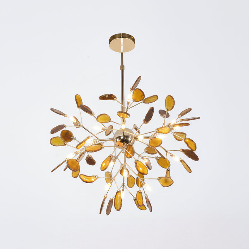 Agate Crystal Chandelier With Natural Stone Exclusive Pendant Light For Dining Room