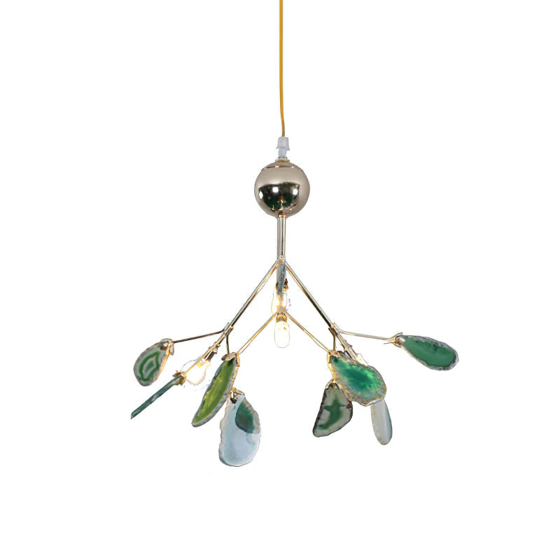 Agate Crystal Chandelier With Natural Stone Exclusive Pendant Light For Dining Room