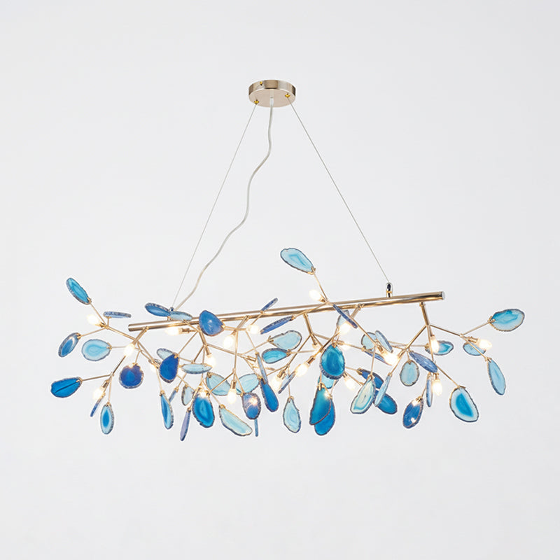 Agate Crystal Chandelier With Natural Stone Exclusive Pendant Light For Dining Room