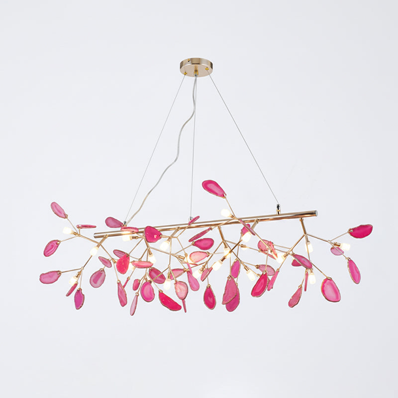 Agate Crystal Chandelier With Natural Stone Exclusive Pendant Light For Dining Room
