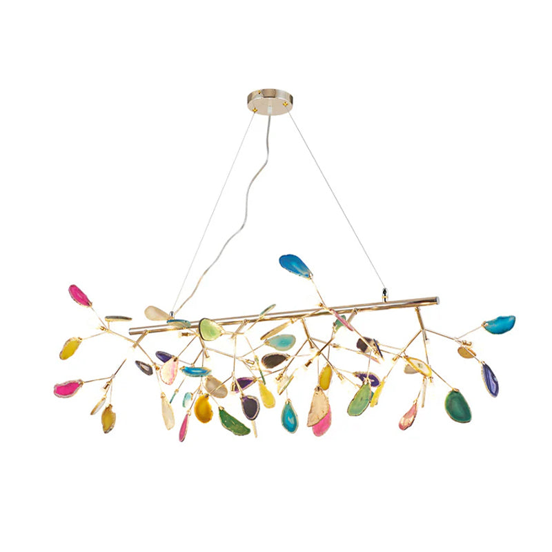 Agate Crystal Chandelier With Natural Stone Exclusive Pendant Light For Dining Room