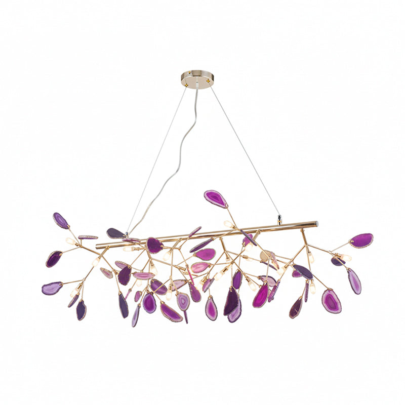 Agate Crystal Chandelier With Natural Stone Exclusive Pendant Light For Dining Room