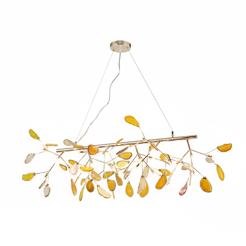 Agate Crystal Chandelier With Natural Stone Exclusive Pendant Light For Dining Room