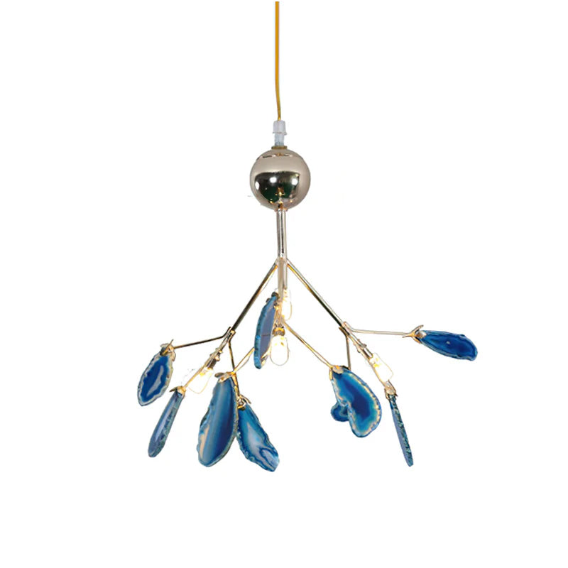 Agate Crystal Chandelier With Natural Stone Exclusive Pendant Light For Dining Room