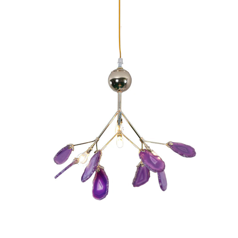 Agate Crystal Chandelier With Natural Stone Exclusive Pendant Light For Dining Room