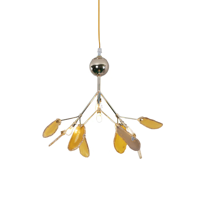 Agate Crystal Chandelier With Natural Stone Exclusive Pendant Light For Dining Room