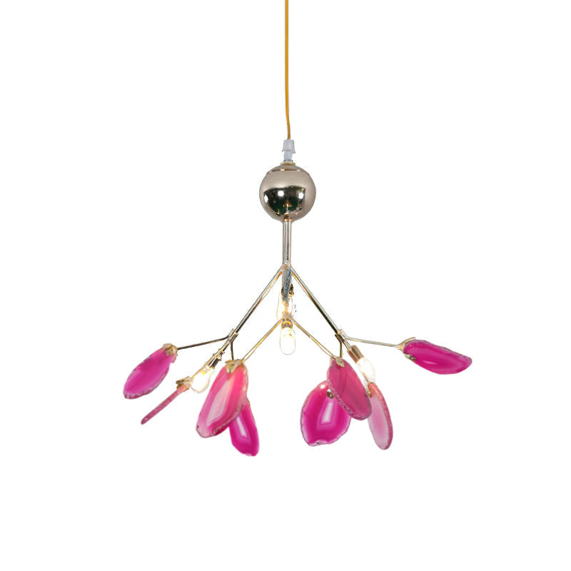 Agate Crystal Chandelier With Natural Stone Exclusive Pendant Light For Dining Room
