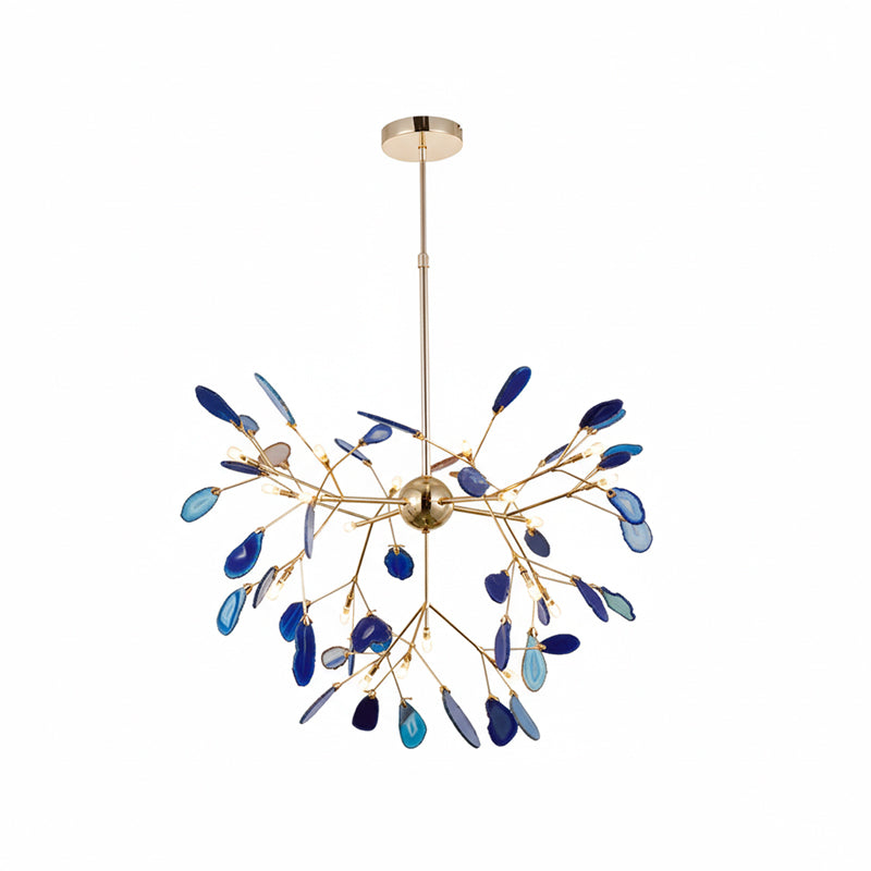 Agate Crystal Chandelier With Natural Stone Exclusive Pendant Light For Dining Room