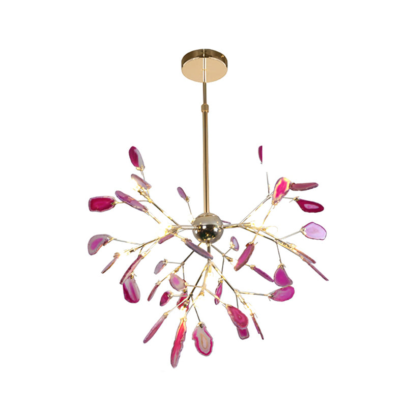 Agate Crystal Chandelier With Natural Stone Exclusive Pendant Light For Dining Room