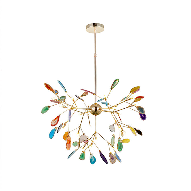 Agate Crystal Chandelier With Natural Stone Exclusive Pendant Light For Dining Room