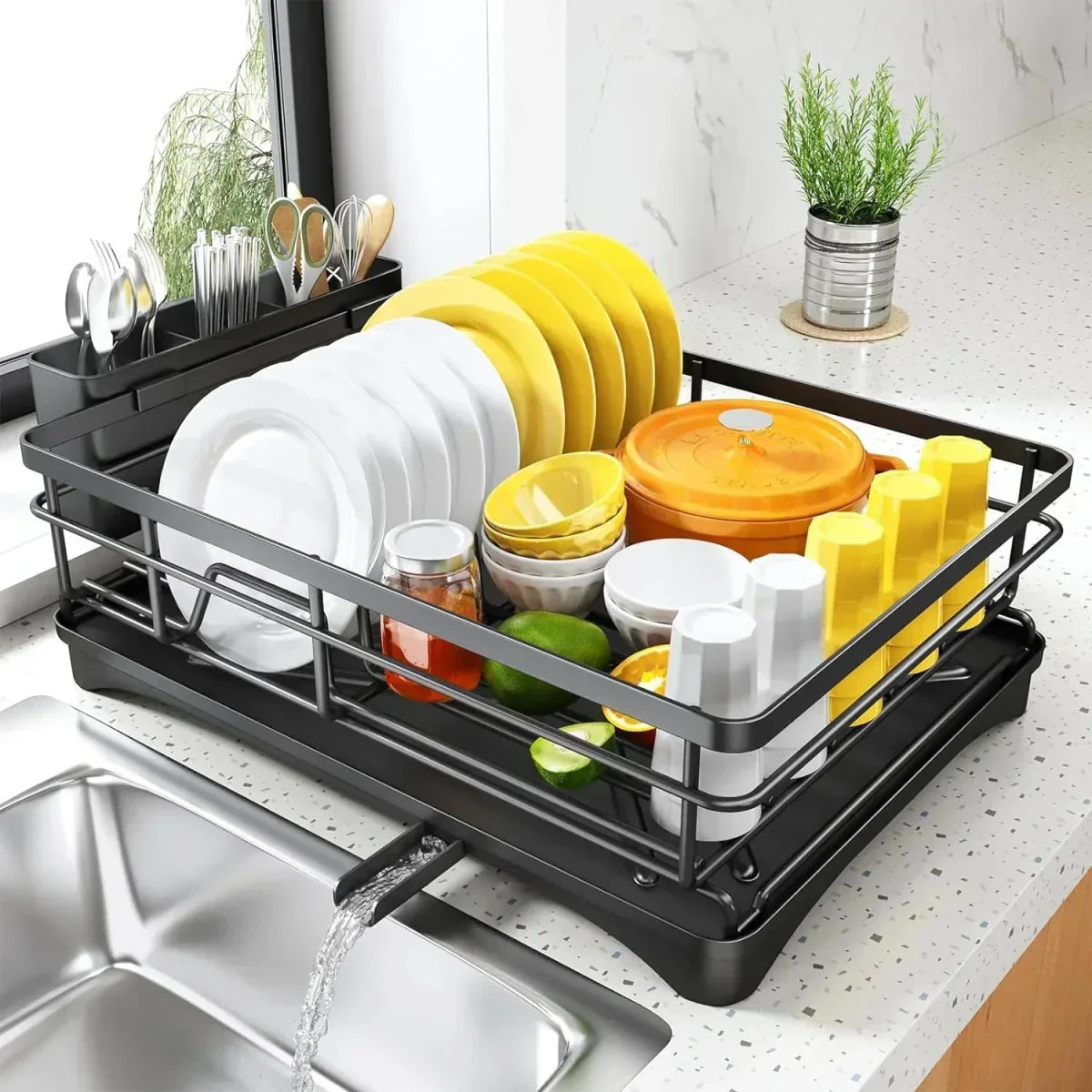 Organizador para Secar Louça com Design Prático de Bandeja de Gotejamento