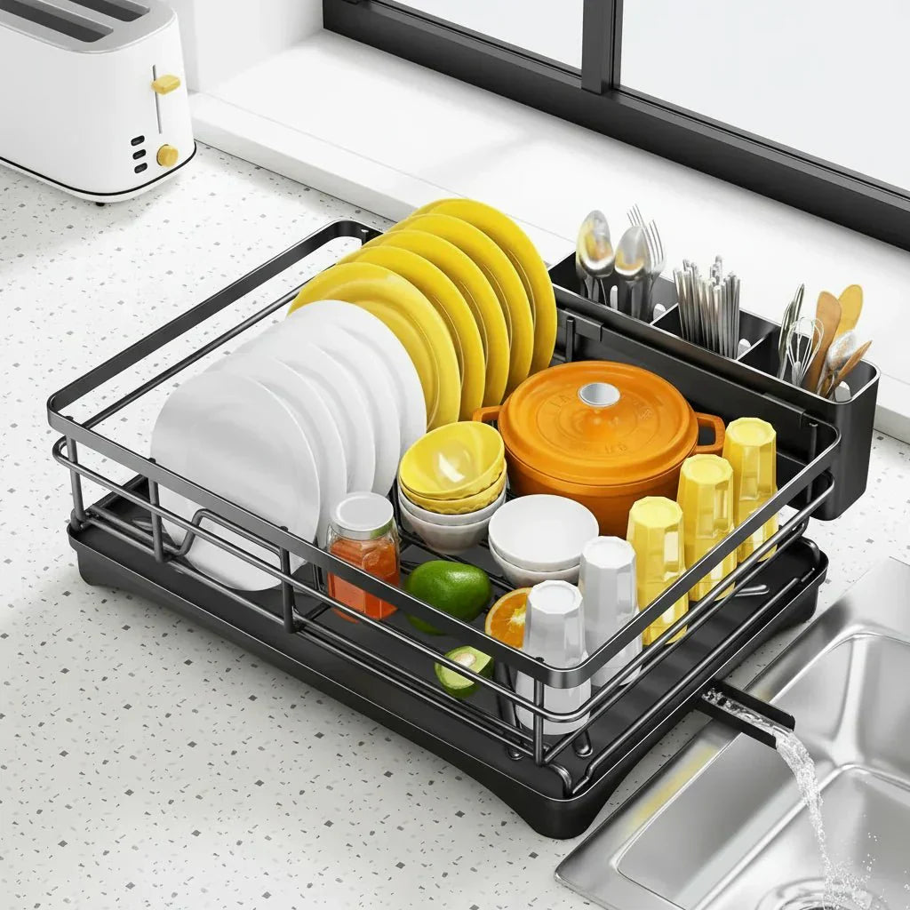 Organizador para Secar Louça com Design Prático de Bandeja de Gotejamento