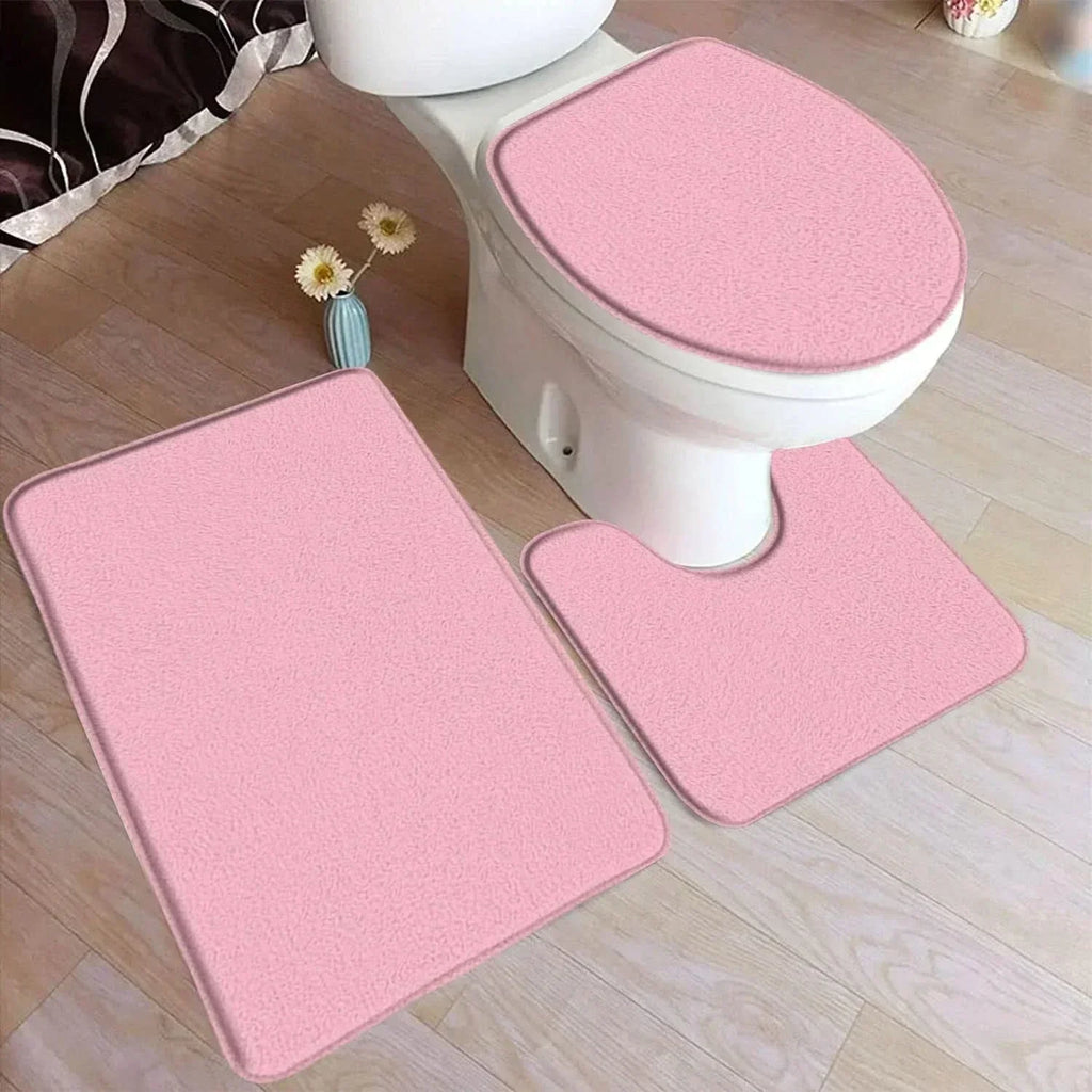 Sada koupelnových koberečků CozyNest z flanelu, 3 díly s protiskluzovou spodní stranou
