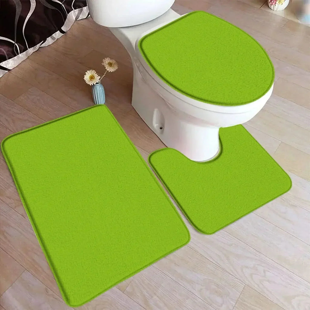 Sada koupelnových koberečků CozyNest z flanelu, 3 díly s protiskluzovou spodní stranou