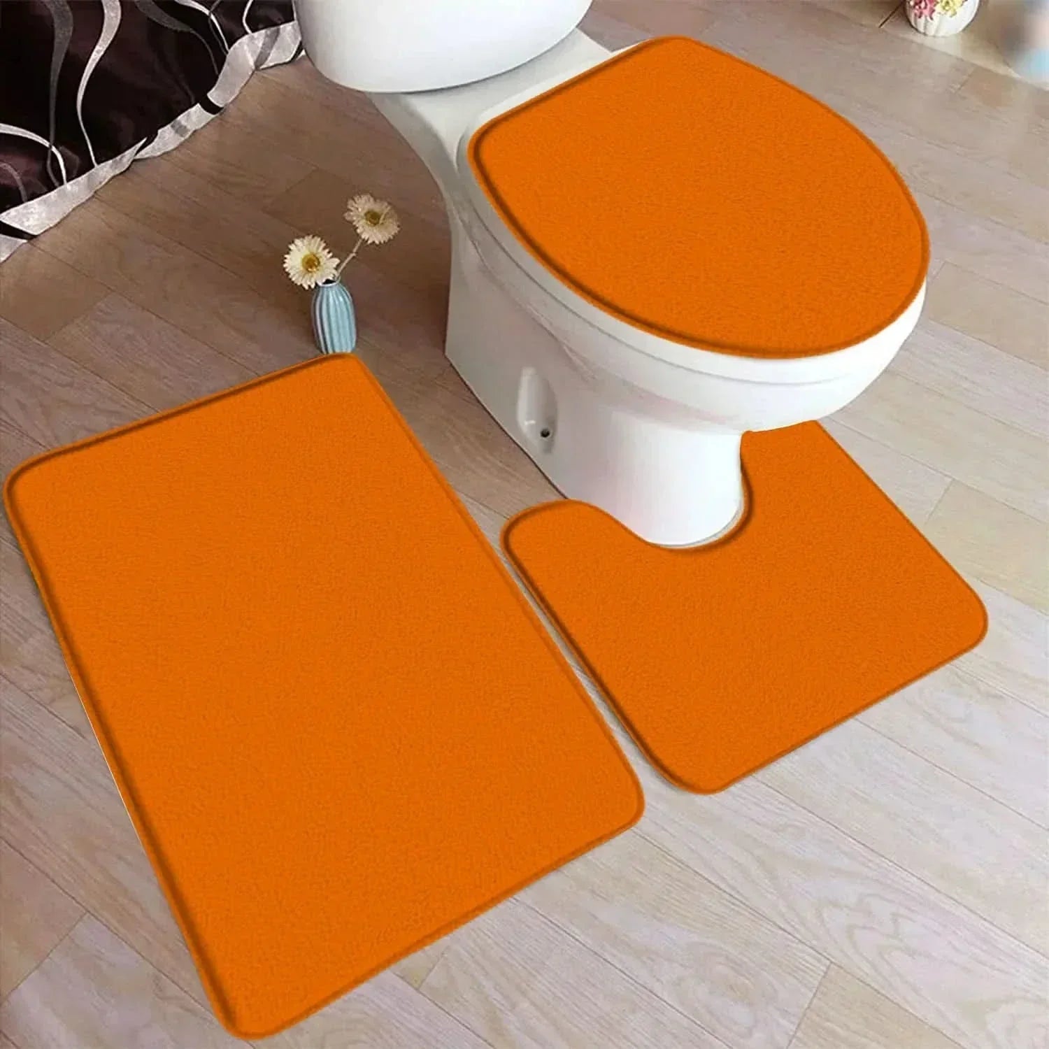 Sada koupelnových koberečků CozyNest z flanelu, 3 díly s protiskluzovou spodní stranou