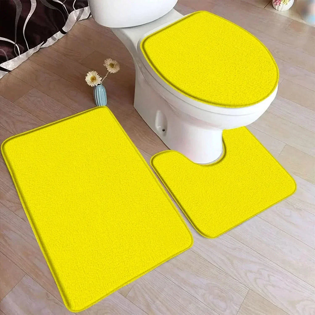 Sada koupelnových koberečků CozyNest z flanelu, 3 díly s protiskluzovou spodní stranou