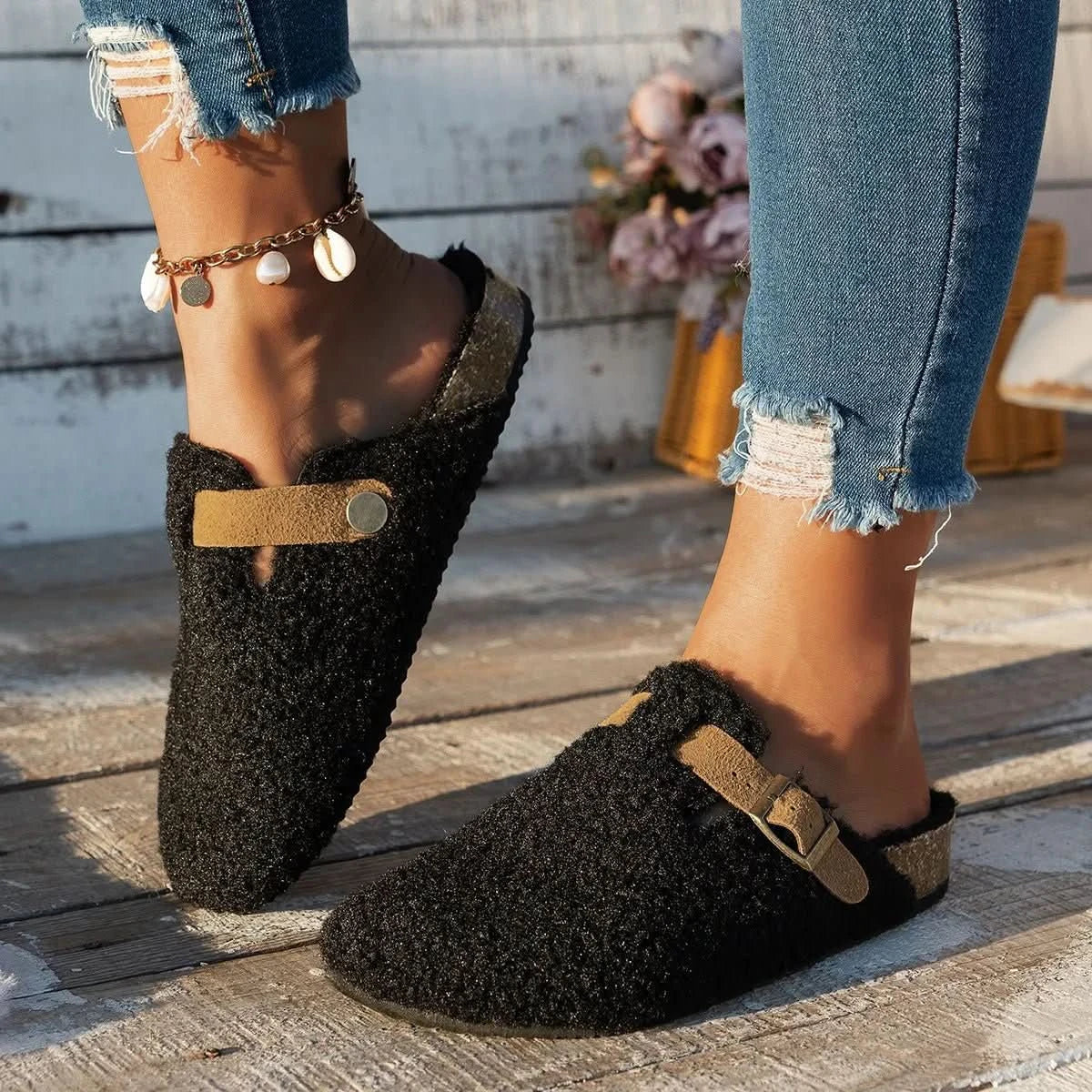 AuroraLuxe Sheepskin Wool Slippers For Ultimate Winter Comfort