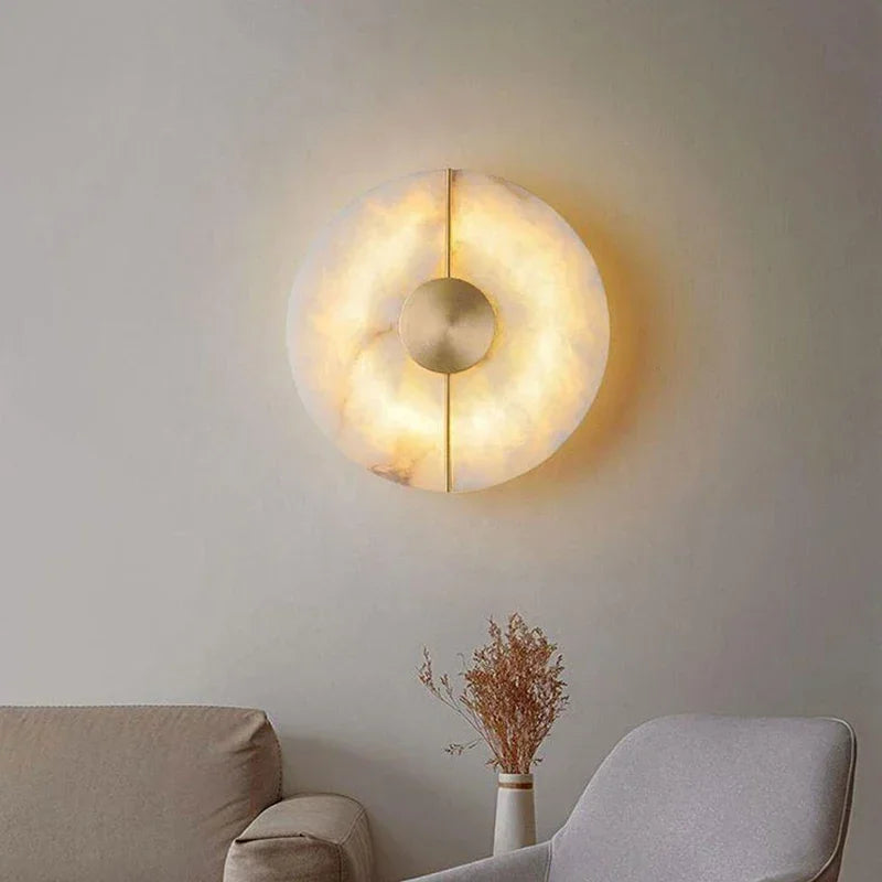 NovaMarble Aura Wall Lamp LED Gold Copper Finish Sconce